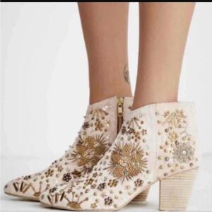 Free People Embellished Cream Booties